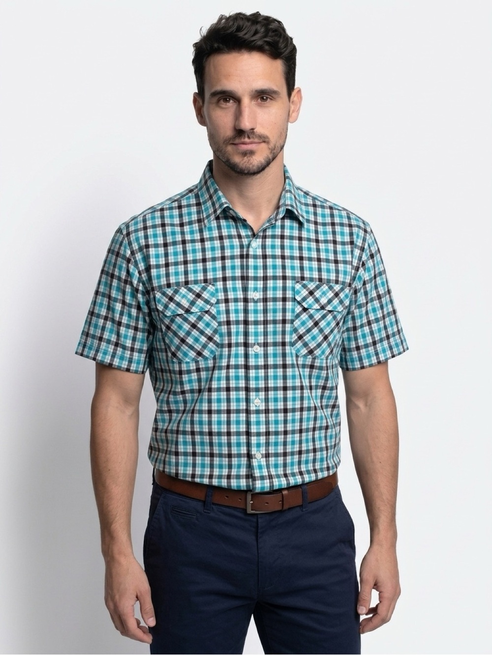 Chaps Denim Men's XL Plaid Short Sleeve Button-Up Shirt Multicolor - Picture 2 of 9